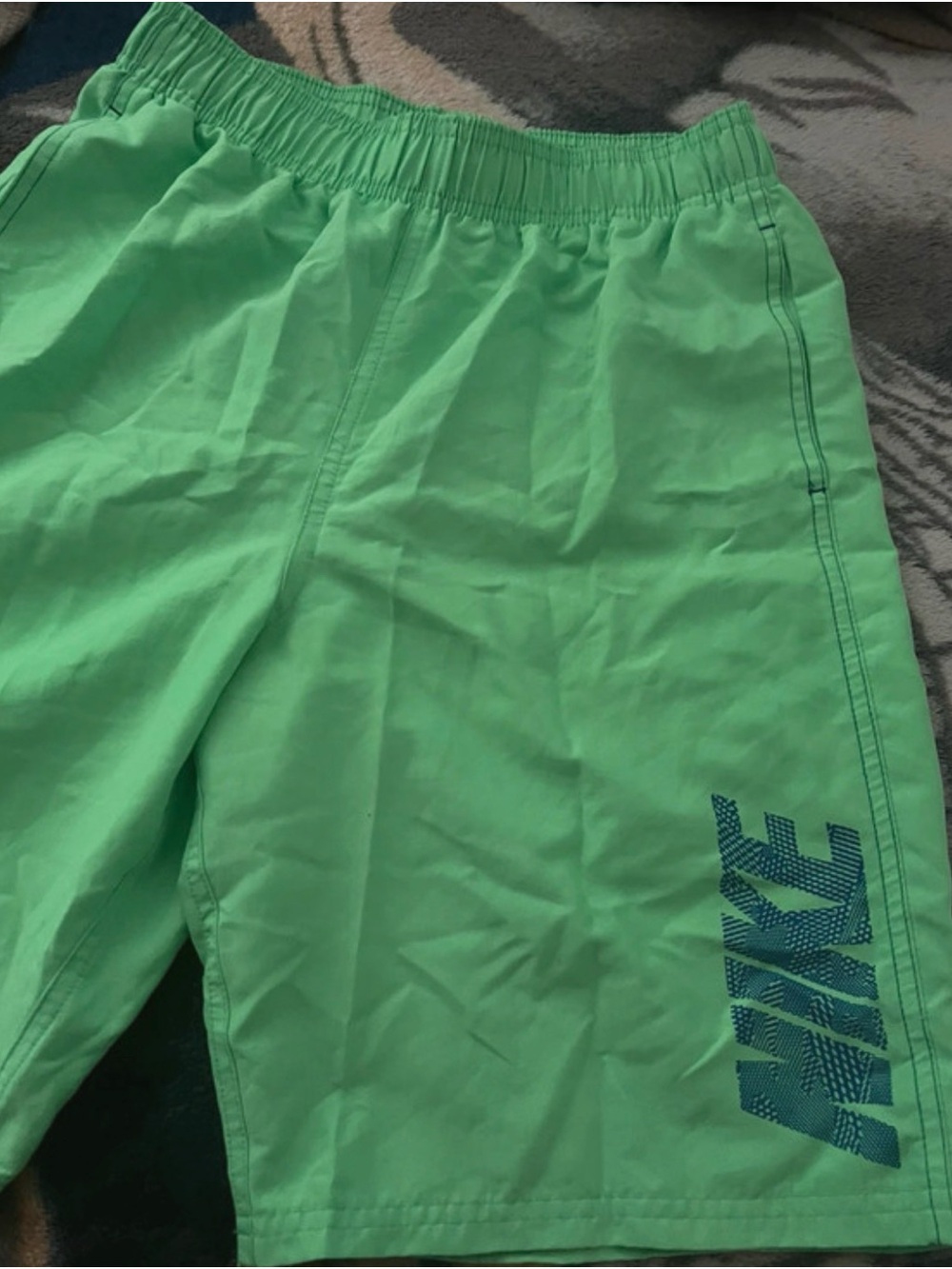 Nike Neon Green Boys Swim Shorts with Navy Logo